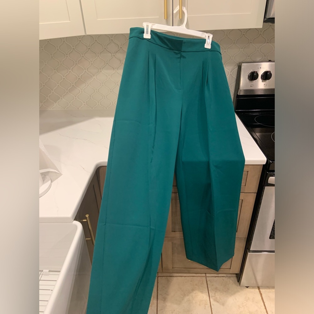Wide Leg, Dark Green Trouser Pants